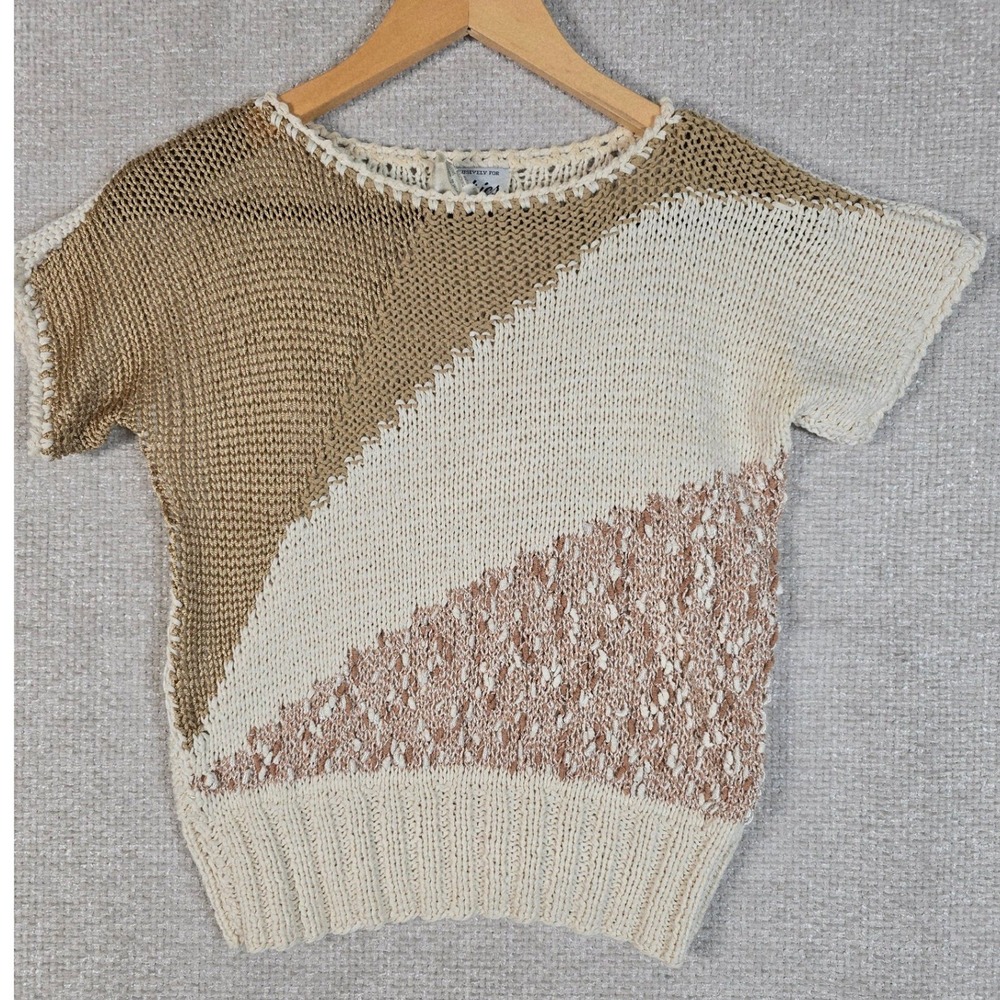 Cedrics Vintage Hand Made in Italy Cotton Knit Sweater Top Women XS S Neutral
